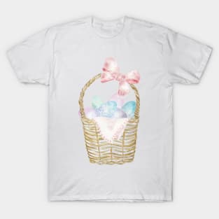 Easter Basket with Pastel Eggs T-Shirt